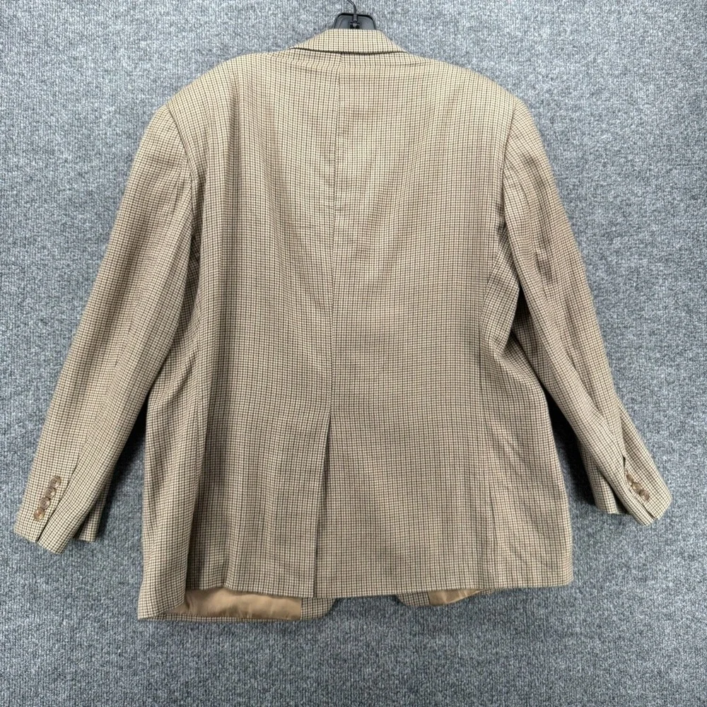 Chaps Blazer Jacket Mens 42S Houndstooth Silk Wool Button Up Sport Coat Academia